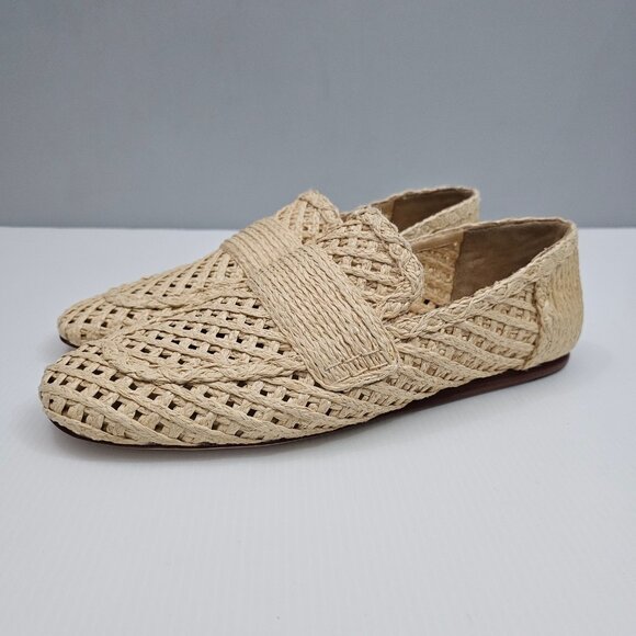 Vince Davis Loafer Womens 9 Natural Raffia Woven Slip On Flats Summer Designer - Picture 14 of 14
